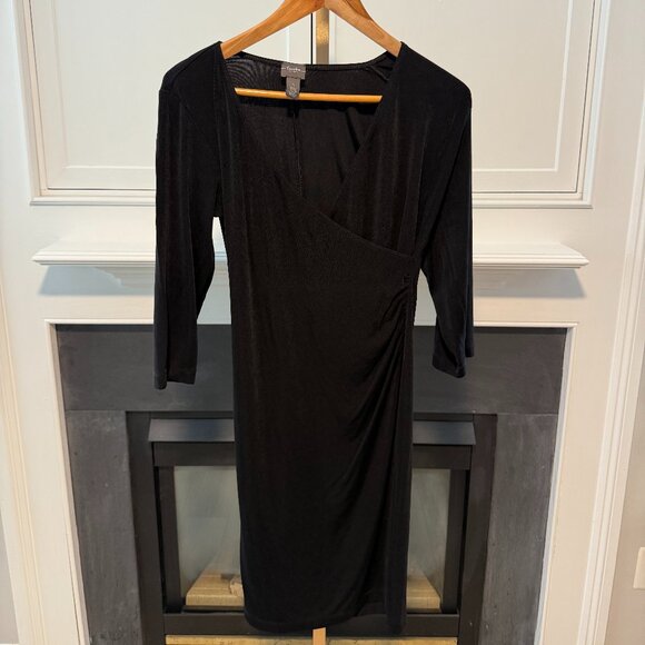 ✨ Travelers by Chico’s Black Wrap Dress – Size 1 (Medium) ✨ - Picture 1 of 6